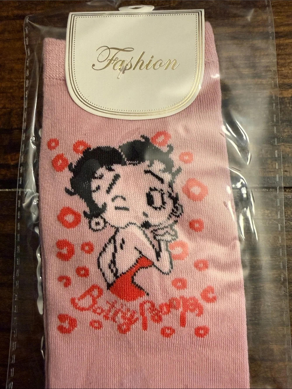 Cute Cartoon Character ‘Betty Boop’ Heart Foot Socks in Black/Pink/Teal (OS)